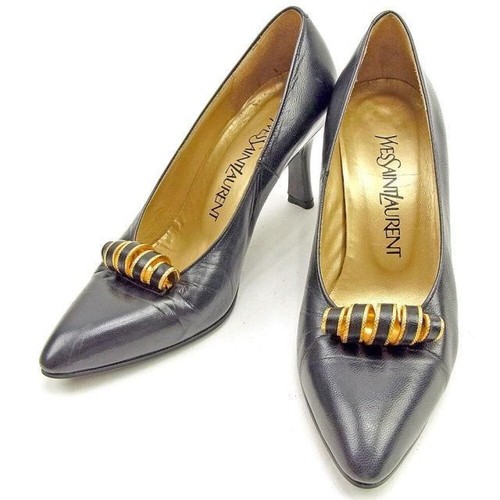 Used Saint Laurent YSL Pumps Heel Gold leather motif EU34.5 US4.5 from Japan