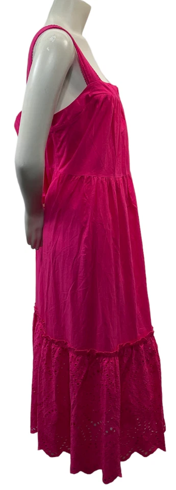 Vestido Ella Rafaella Feminino Plus Size 1X Rosa Ilhós Bordado Sem Mangas Novo - Imagem 4 de 4