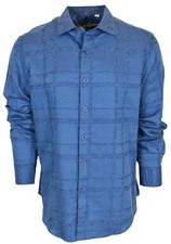 NEW Robert Graham Blue Cotton Blend Classic Fit Morley Sports Dress Shirt XL