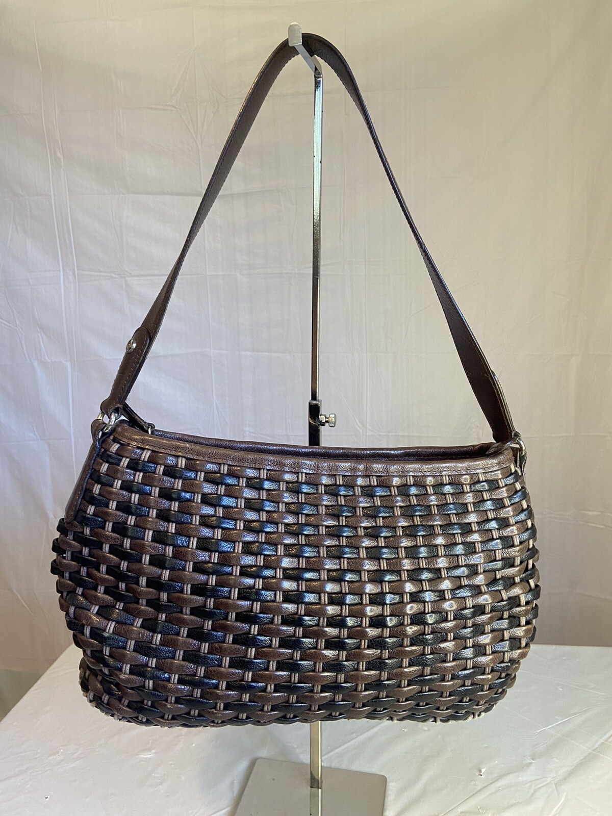 Women's Brighton Basket Weave Black & Brown Purse Gr… Gem