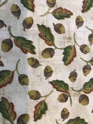 COTTON FABRIC Acorns Fall Tan Leaves Green Rust - Picture 4 of 5