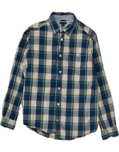 TOMMY HILFIGER Boys Shirt 15-16 Years Large Blue Check Cotton AZ42 - Picture 1 of 3
