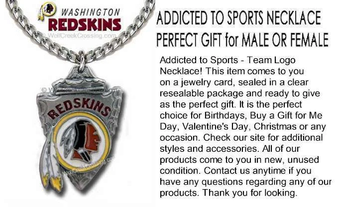 WASHINGTON REDSKINS NECKLACE Stainless Steel Chain NFL Football ¾" x 1" Logo  #C - Image 3 of 4