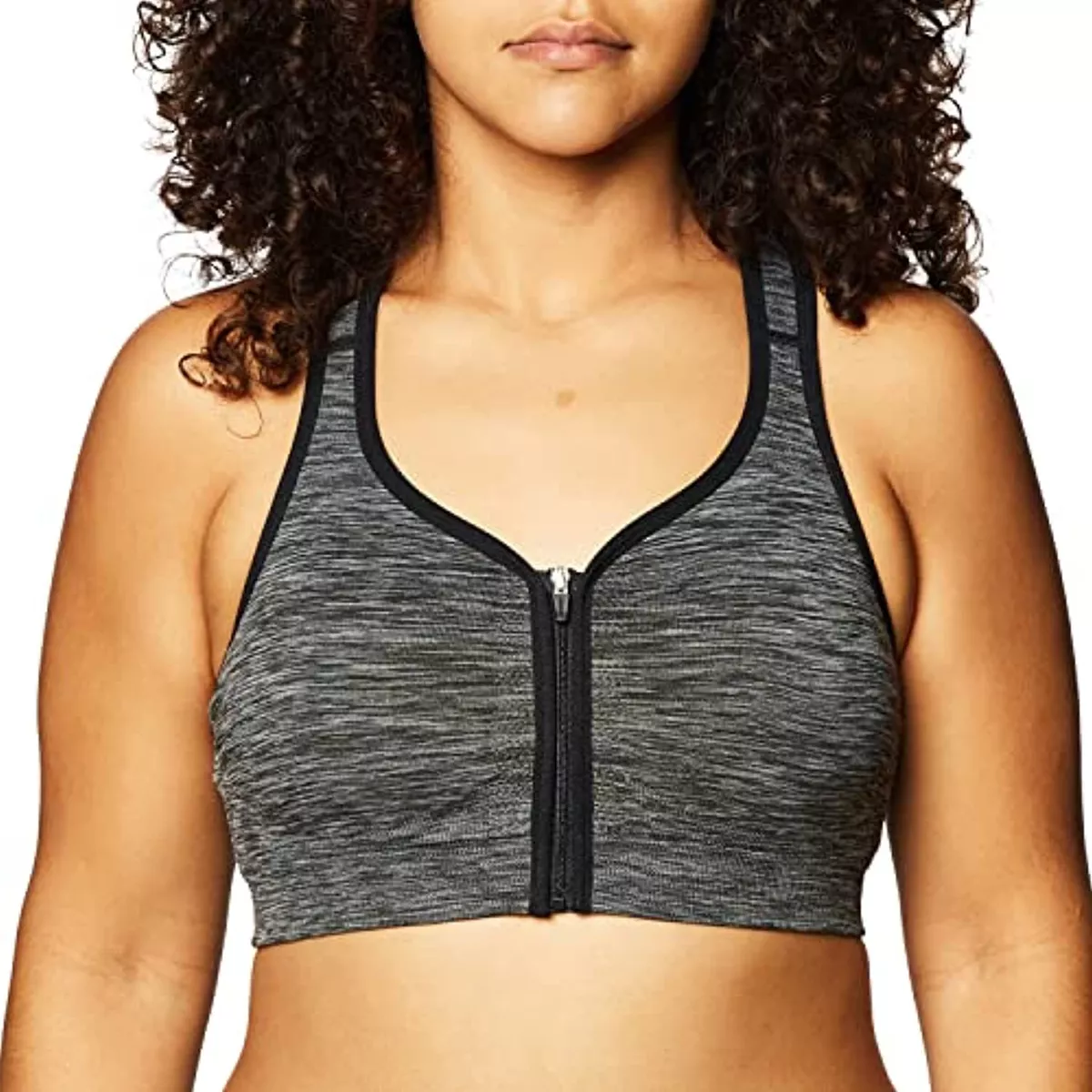 Jockey Sport Size XL Zip Front Seam Free Sports Bra Women's Oxford