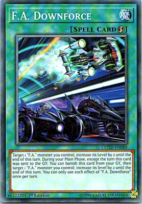 F. A. Downforce COTD-EN089 Yu-Gi-Oh! Card Light Play 1st Edition