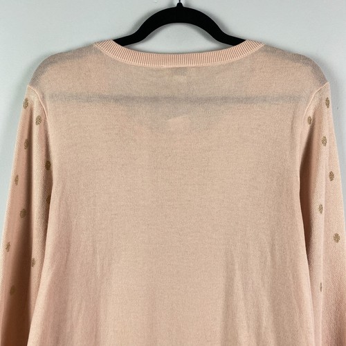 Loft Sweater Womens XL Peach Gold Polka Dot Long Sleeve Knit Pullover - Picture 7 of 10