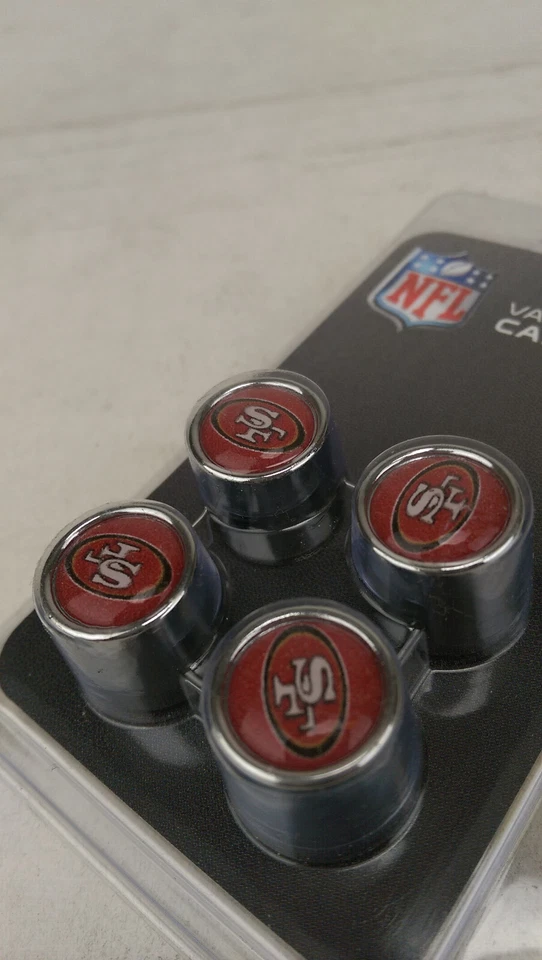 Nuevas tapas de vástago de válvula de neumático acabado cromado NFL para auto camión San Francisco 49ers Foto 2 de 4