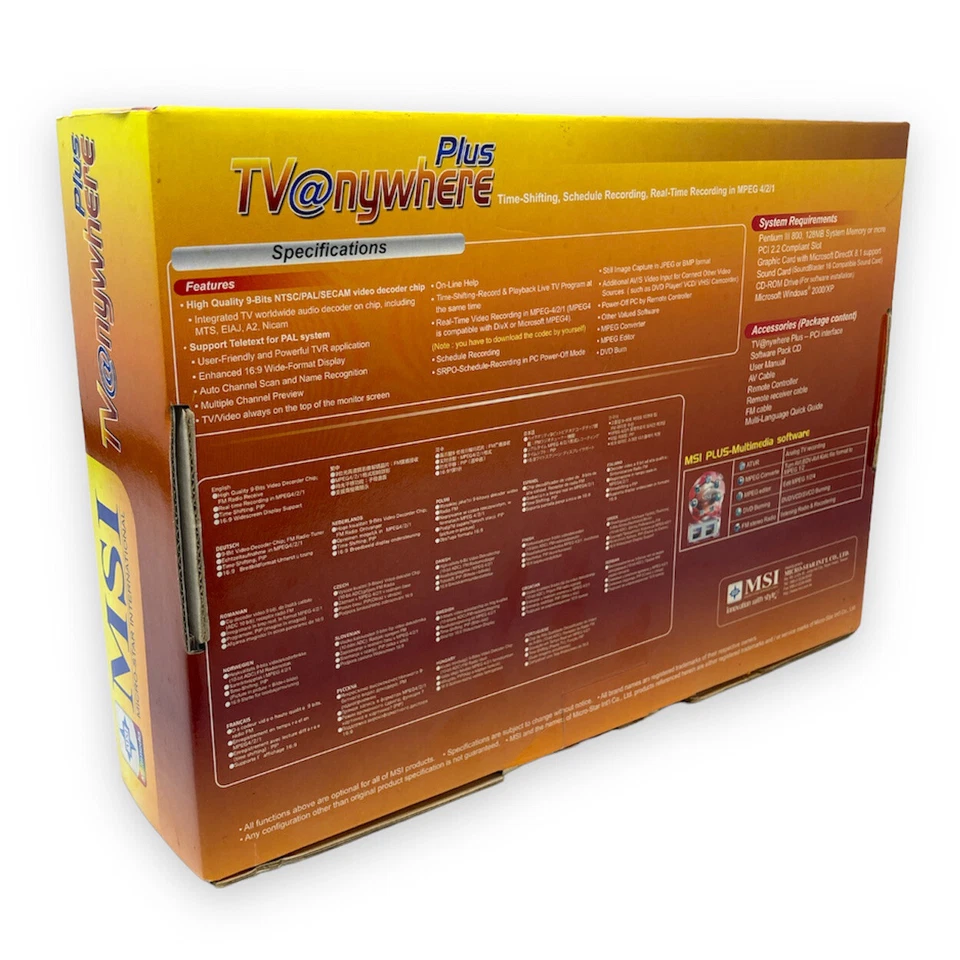 MSI TV @nywhere TV Anywhere Plus PCI Video Decoder Streaming Card Recording 16:9 - Image 2 of 4