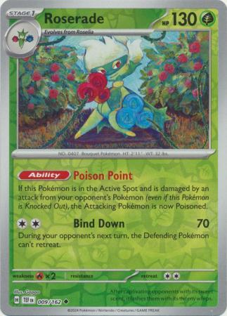 ROSERADE 009/162 TEMPORAL FORCES POKEMON (REVERSE HOLO, NM)