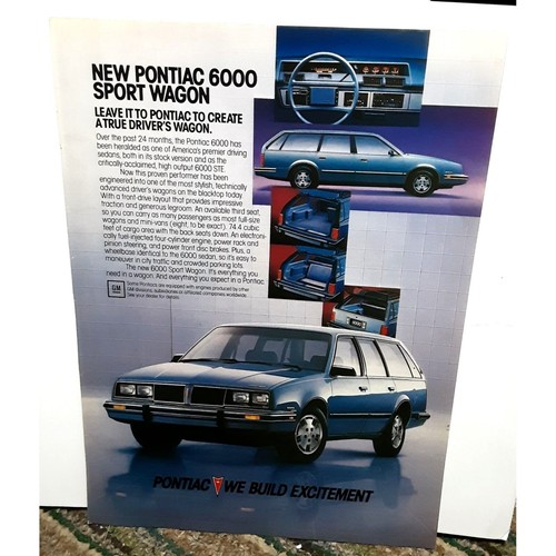 1984 Pontiac 6000 Sports Wagon Car Original Print ad 80s