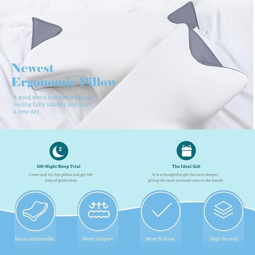 Contour Memory Foam Pillow for Sleeping Cervical Support for Neck Shoulder and - Picture 10 of 18