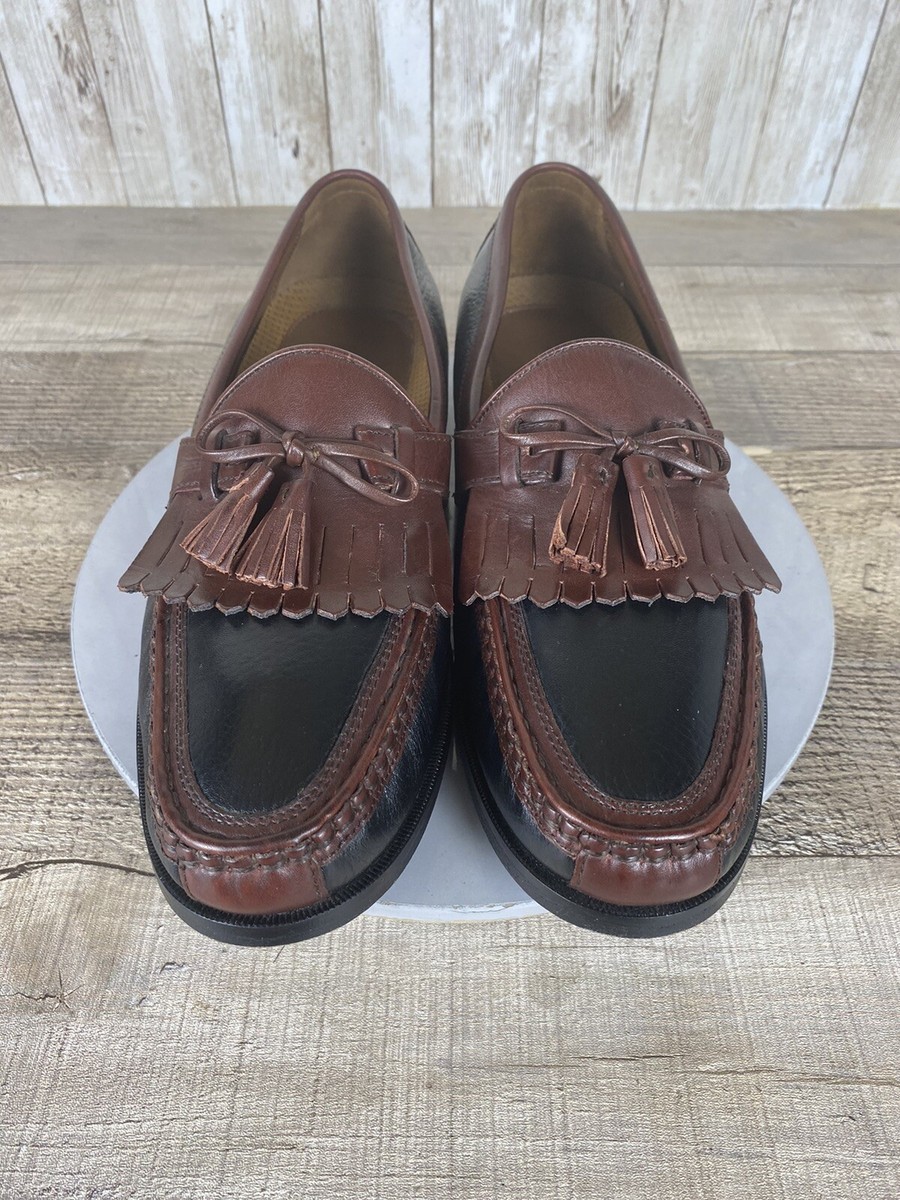 Johnston Murphy Men's Aragon II Loafer Black Brown Tassel Kiltie Shoe Size  N
