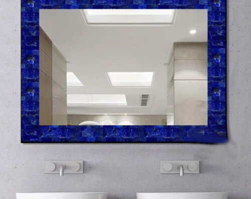 Superbe miroir mural déco salle de bain pierre de guérison lapis bleue arts faits à la main - Photo 1/5