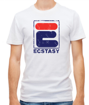 Ecstasy Rave Techno 90s Retro White/Black Short Sleeve Men T Shirt K778