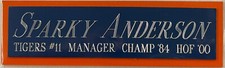 SPARKY ANDERSON TIGERS NAMEPLATE FO AUTOGRAPHED Signed BASEBALL-BAT-JERSEY-PHOTO
