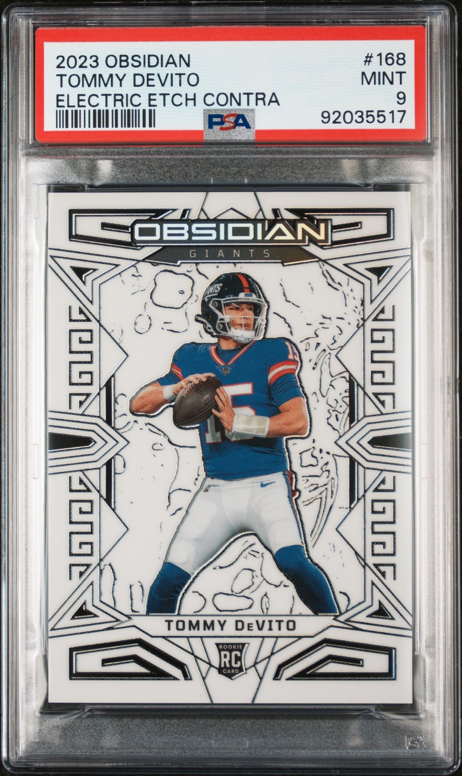 2023 Panini Obsidian #168 Tommy Devito Electric Etch Contra Prizm Rookie PSA 9