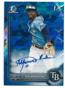 Alejandro Pie - 2022 Bowman Chrome Sapphire 1st Bowman Auto - Tampa Bay Rays