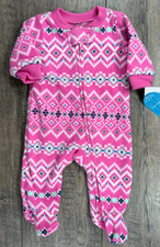 Baby Girl Clothes New Carter's Preemie Pink Design Fleece Footed Outfit