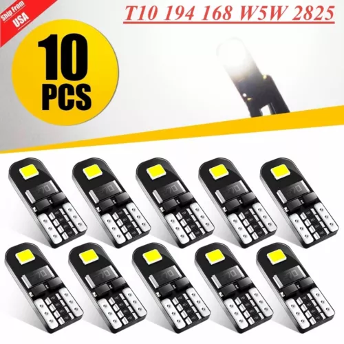 AUXITO LED License Plate Tag Light Bulb Bright W5W 168 194 2825 T10 White 6000K