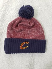 CLEVELAND CAVALIERS ADULT KNIT HAT CAP W/ POM BALL EMBROIDERED C LOGO ON CUFF