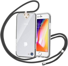 Adjustable Phone Lanyard Phone Case Shockproof Bumper Bonus ID Card Pouch Black