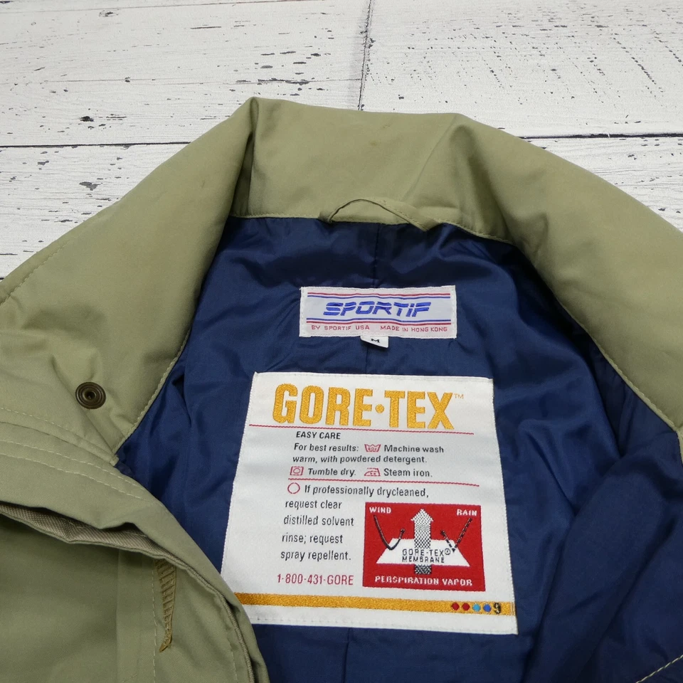 Jaqueta Masculina Vintage SportiF Gore M Bege Impermeável Respirável Capuz Retrátil - Imagem 3 de 4
