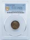 1909-S VDB Lincoln Wheat 1c Cent PCGS Genuine AU Detail - T015