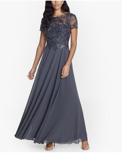 Women's Embellished Short Sleeve Chiffon Gown Size16  289