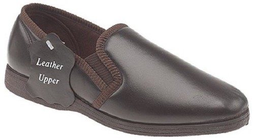 SLEEPERS HADLEY MENS SOFT LEATHER PADDED SLIP ON TWIN GUSSETS SLIPPER GOOD SOLE - Picture 2 of 3