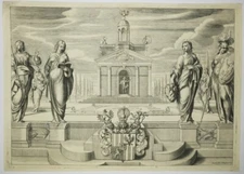 HURET Gregory (after) Allegory, Temple of Glory. Engraving. Old print