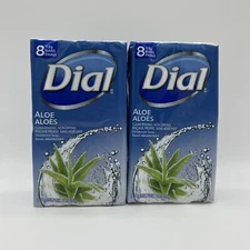 Lot of 2 Dial Deodorant Soap Aloe Clean Rinsing Non Drying 8-Bar Packages 4 oz