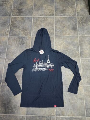 Sportiqe Apparel Men's paris T-Shirt Hoodie navy Size large long sleeve
