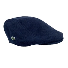 Lacoste Unisex Wool Felt Blend Flat Cap Beret Hat Navy Blue RK0372-166