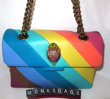 Kurt Geiger London Large Kensington Rainbow Stripe Leather Shoulder Bag NWT $325