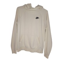 Nike Essentials Women's Funnel Neck Hoodie Cream Fleece Pullover Sweatshirt XS