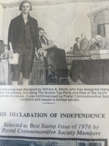 Matted- Declaration of Independence Framed Set of 4 Stamps & Engraving 1976 - Picture 4 of 10