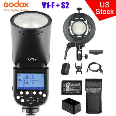 US Godox V1-F 2.4G TTL Round Head Camera Flash Speedlite for Fujifilm+S2 Bracket