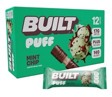 BUILT Bar Puff Protein Bars 17g, 6G Sugar, Gluten-Free, Mint Chip - 12 Bars