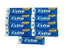 VTG 9 ~ 1983 Wrigley’s EXTRA PEPPERMINT Sugarfree Bubble Gum 5 Sticks SEALED-NOS