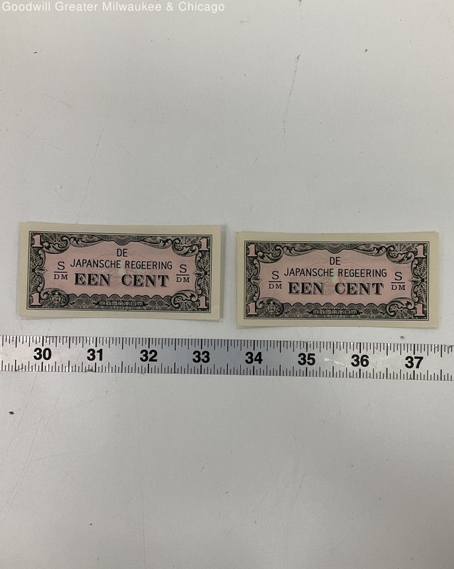 15 Japanese WWll De Japansche Regeering Een Cent Banknote Currency
