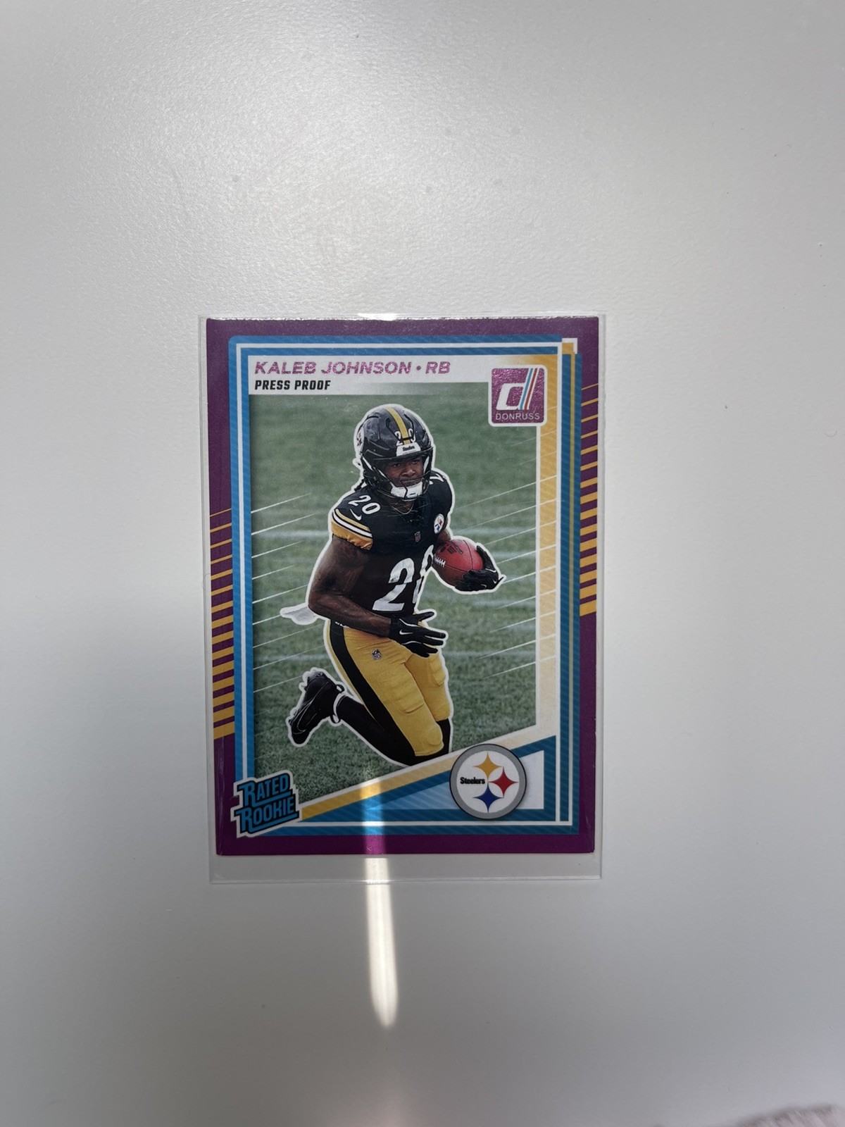 2025 Donruss Purple Press Proof Kaleb Johnson Rated Rookie #322