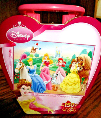 Disney Princess Metal Tin-Handle WITHOUT PUZZLE Springtime w/Friends  READ   506