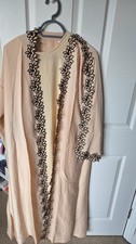 Luxury Dubai Champagne Beige Abaya 2 Piece Embroidered Eid Ramadan Size 54
