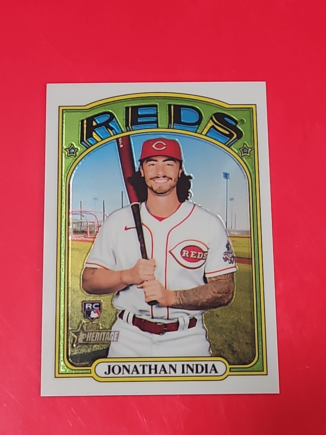 2021 Topps Heritage High Number Jonathan India Chrome Rookie 195/999. Royals
