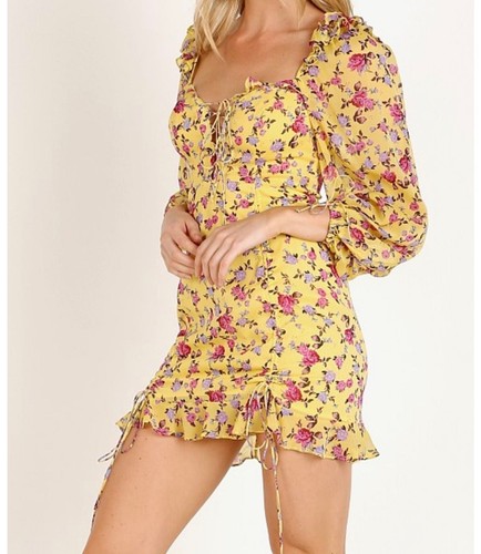 For Love & Lemons Beaumont Cinched Ruffle Mini Dress