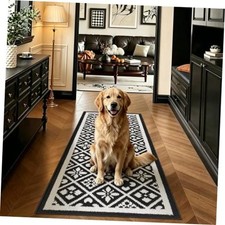 Hallway Runner Rug 2x6 ft,Washable Indoor Black Carpet with Non Slip Rubber