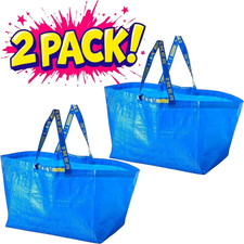 IKEA FRAKTA Large Blue 19 Gallon Shopping Bags 2 Pack Durable Reusable Totes