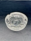 Vintage Crystal Cut Clear Glass 2 Lobe Heavy Ashtray 4" Gothic 1976