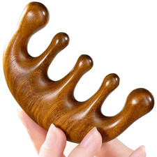 Wooden Sandalwood Scalp Massager - Head Massage Tool Gua Sha Comb - Manual Lymph