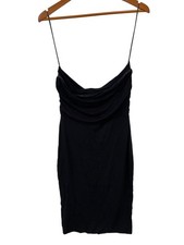 Hey You Strapless Dress Medium Black Bodycon Midi Party Night Out Club NEW